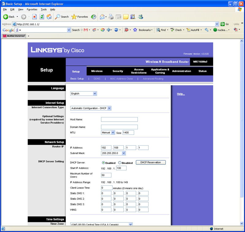 Click on the "Adminstration" tab and then the "Firmware Upgrade" tab. Use the browse button to find the WRT160Nv2_v2.0.02_008_US_code.bin file.